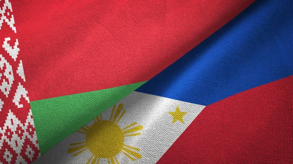 Λευκορωσία και Φιλιππίνες δύο σημαίες ύφασμα υφασμάτων, υφή υφάσματος — Φωτογραφία Αρχείου