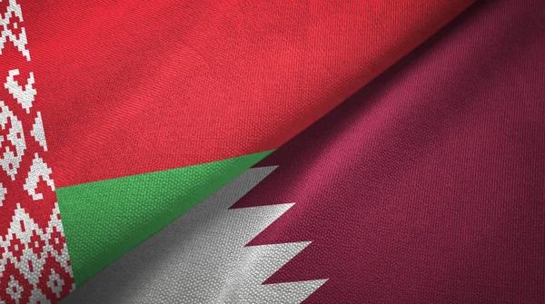 Belarus and Qatar two flags textile cloth, fabric texture — Stock Photo, Image