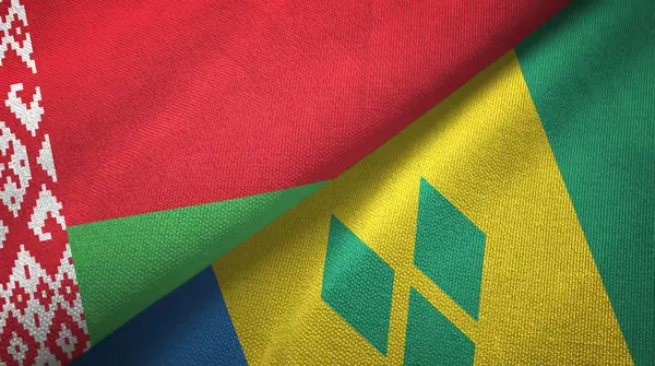 Bielorrusia y San Vicente y las Granadinas dos paños textiles banderas — Foto de Stock