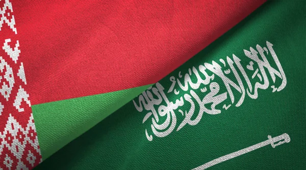 Belarus and Saudi Arabia flags textile cloth