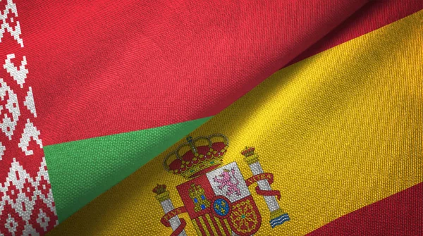 白俄罗斯和西班牙两旗纺织布，织物质地 — 图库照片