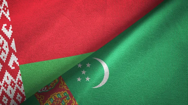 ベラルーシとトルクメニスタンの2つの旗織物布、生地の質感 — ストック写真