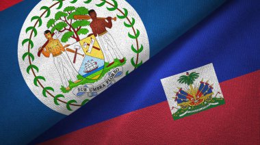 Belize ve Haiti iki bayraklar tekstil kumaş, kumaş doku