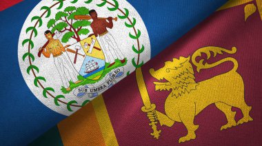 Belize ve Sri Lanka iki bayraklar tekstil kumaş, kumaş doku