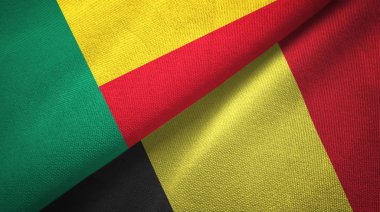 Benin ve Belçika iki bayraktekstil kumaş, kumaş doku 