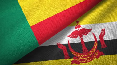 Benin ve Brunei iki bayrak tekstil bez