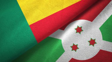 Benin ve Burundi iki bayrak tekstil kumaş, kumaş doku 