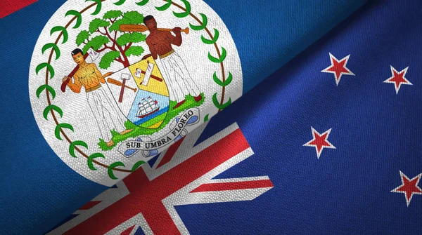 伯利兹和新西兰两旗纺织布，织物质地 — 图库照片
