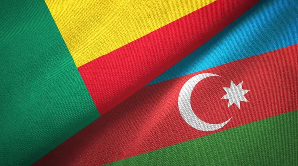 Benin and Azerbaijan two flags textile cloth, fabric texture — Stock Photo, Image