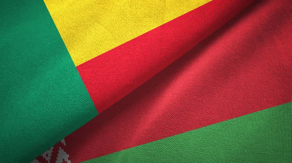 Benin and Belarus two flags textile cloth, fabric texture