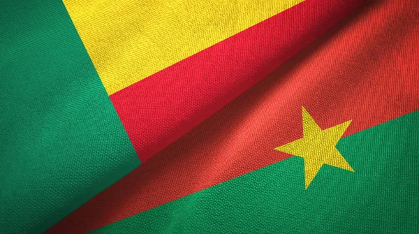 Benin and Burkina Faso two flags textile cloth, fabric texture — Stock Photo, Image