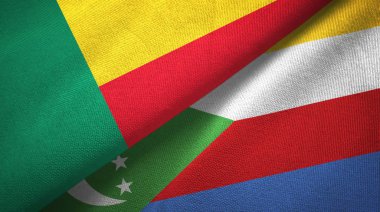 Benin ve Komorlar iki bayrak tekstil kumaş, kumaş doku