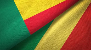 Benin ve Kongo iki bayraklar tekstil kumaş, kumaş doku 