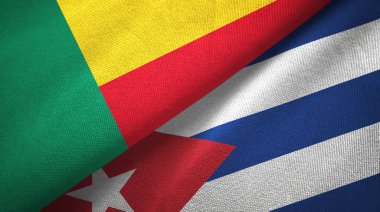 Benin ve Küba iki bayraklar tekstil kumaş, kumaş doku