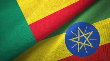 Benin ve Etiyopya iki bayraklar tekstil kumaş, kumaş doku