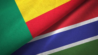 Benin ve Gambiya iki bayraktekstil kumaş, kumaş doku