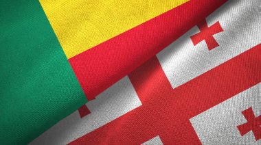Benin ve Gürcistan iki bayraklar tekstil kumaş, kumaş doku