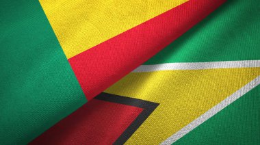 Benin ve Guyana iki bayrak tekstil kumaş, kumaş doku