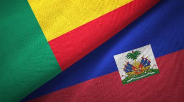 Benin ve Haiti iki bayraklar tekstil kumaş, kumaş doku