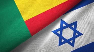 Benin ve İsrail iki bayrak tekstil kumaş, kumaş doku