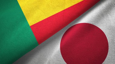 Benin ve Japonya iki bayraklar tekstil kumaş, kumaş doku