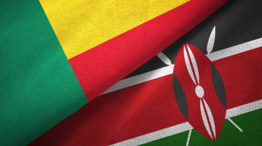 Benin ve Kenya iki bayrak tekstil kumaş, kumaş doku