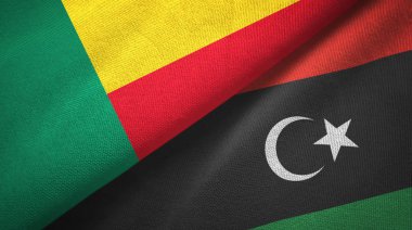 Benin ve Libya iki bayrak tekstil kumaş, kumaş doku