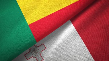Benin ve Malta iki bayraklar tekstil kumaş, kumaş doku