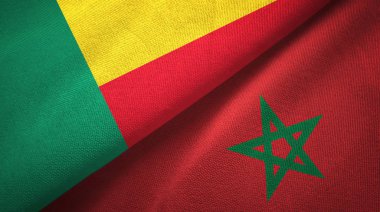 Benin ve Fas iki bayraklar tekstil kumaş, kumaş doku