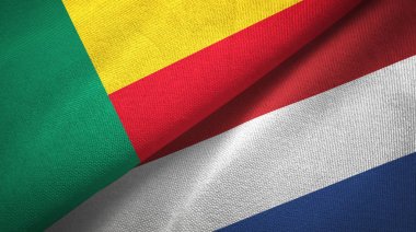 Benin ve Hollanda iki bayraktekstil kumaş, kumaş doku