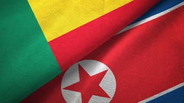 Benin ve Kuzey Kore iki bayraklar tekstil kumaş, kumaş doku