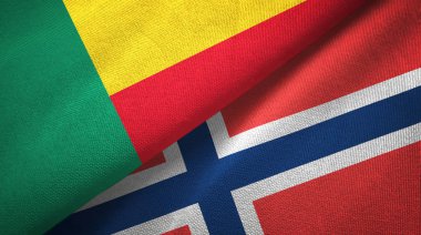 Benin ve Norveç iki bayrak tekstil kumaş, kumaş doku