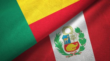 Benin ve Peru iki bayraklar tekstil kumaş, kumaş doku