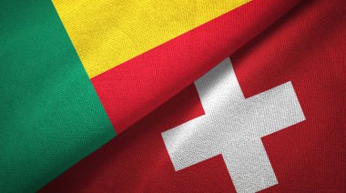 Benin ve İsviçre iki bayraklar tekstil kumaş, kumaş doku