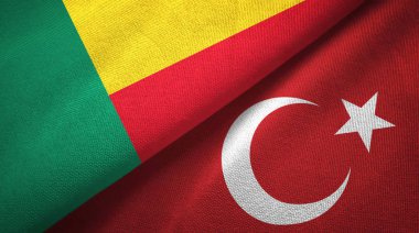 Benin ve Türkiye iki bayraklı tekstil kumaş, kumaş doku