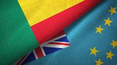 Benin ve Tuvalu iki bayrak tekstil kumaş, kumaş doku