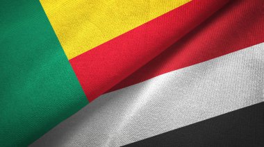 Benin ve Yemen iki bayrak tekstil kumaş, kumaş doku