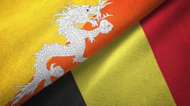 Bhutan ve Belçika iki bayraktekstil kumaş, kumaş doku 