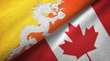Bhutan ve Kanada iki bayraklar tekstil kumaş, kumaş doku 