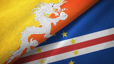 Butan ve Cape Cabo Verde iki bayraklar tekstil kumaş, kumaş doku 