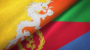 Bhutan ve Eritre iki bayrak tekstil kumaş, kumaş doku