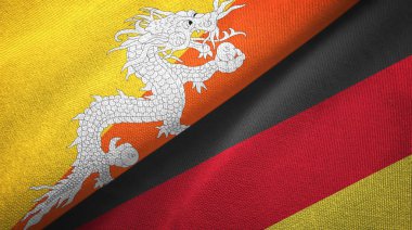 Bhutan ve Almanya iki bayrak tekstil kumaş, kumaş doku