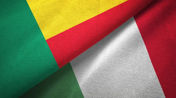 Benin and Italy two flags textile cloth, fabric texture