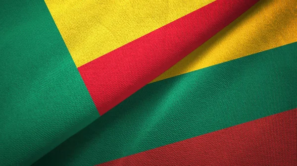 Benin and Lithuania two flags textile cloth, fabric texture — Stock Photo, Image