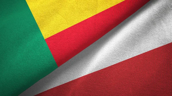 Benin and Poland two flags textile cloth, fabric texture — Stock Photo, Image