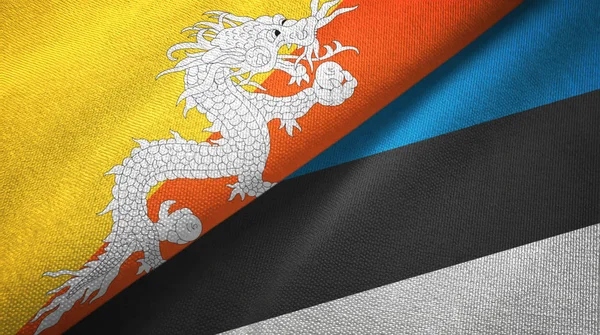 Bhutan and Estonia two flags textile cloth, fabric texture