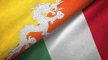 Bhutan ve İtalya iki bayraklar tekstil kumaş, kumaş doku