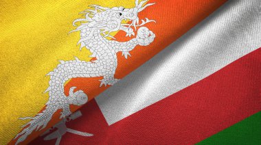 Butan ve Umman iki bayraktekstil kumaş, kumaş doku