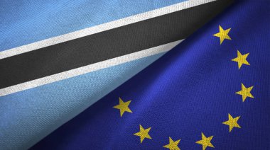Botsvana ve Avrupa Birliği iki bayrak tekstil kumaş, kumaş doku