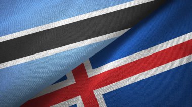 Botsvana ve İzlanda iki bayraklar tekstil kumaş, kumaş doku
